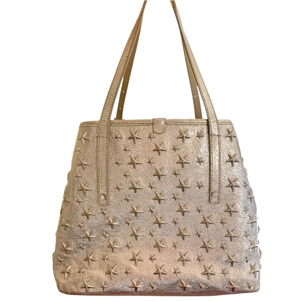 Jimmy Choo ~ Sophia metallic silver leather tote bag with star studs - Picture 2 of 6